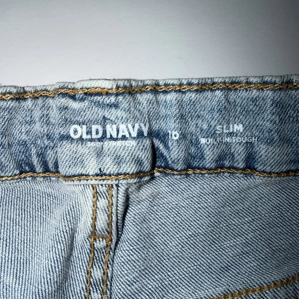 Old Navy Girls Jeans Slim Light Wash Size 10‎ NEW Adjustable Waist Distressed